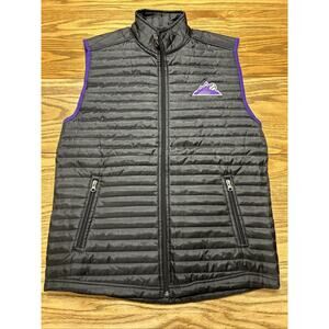 Colorado Rockies Exclusive Vest Mens Small Black Puffer Full Zip 100% Polyester